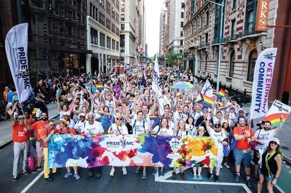 Daniel Edge marches in Pride VMC, NYC 2019