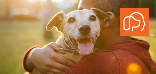 Man hugging dog